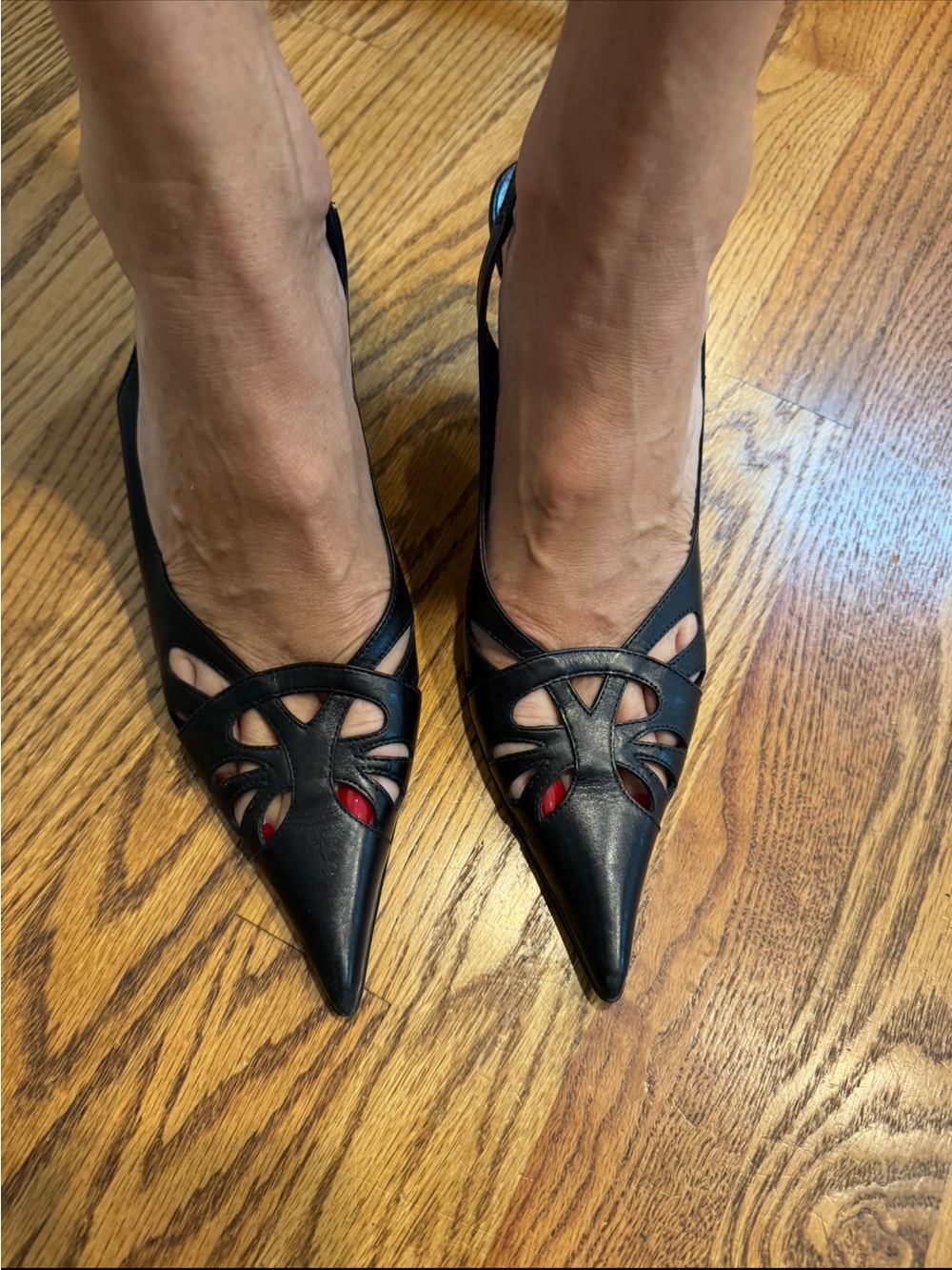 Donald J. Pliner Black Pointed Slingback Heels with Cutout Design - Picture 8 of 11